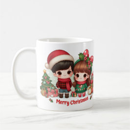 Caneca De Café Crianças Bonitas Com Feliz Natal