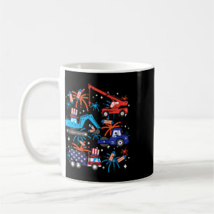 Caneca De Café Crianças Caminhões de Construção do 4 de Julho Veí