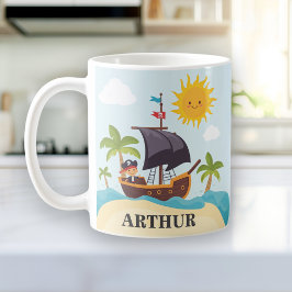 Caneca De Café Crianças Cute Pirata Navio Personalizado
