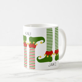 Caneca De Café Crianças da família Elf Feriada Nomes de Mug de Na