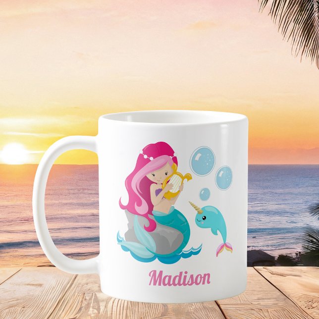 Caneca De Café Crianças de Monograma de Praia Narral de Menina de (Criador carregado)