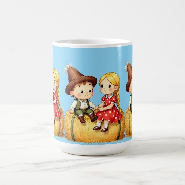 Caneca De Café Crianças do Interior em um Fardo de Feno, (Centro)