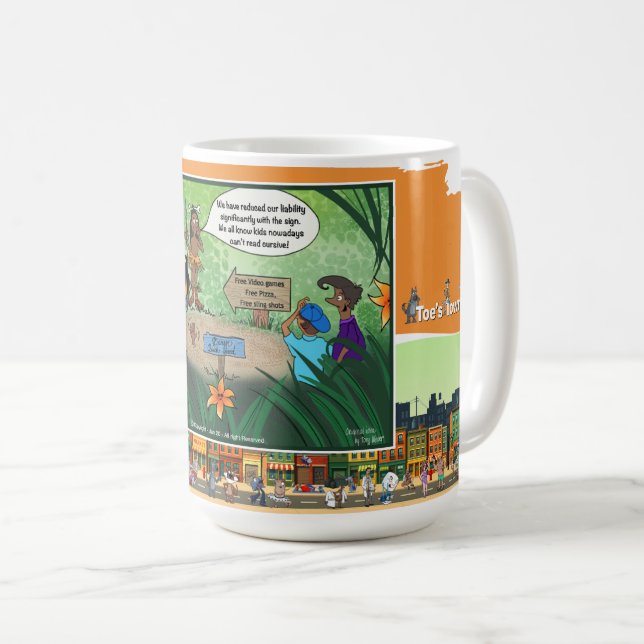 Caneca De Café Crianças e Caligrafia | Humor Clássico Lógica Seca (Frente Esquerda)