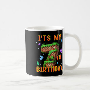 Caneca De Café Crianças É Meu 7º Aniversário Pixel Gamer Festa Me