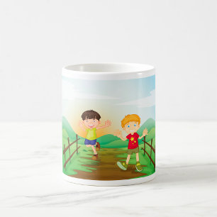 Caneca De Café Crianças Felizes Brincando Lá Fora