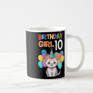 Caneca De Café Crianças Gato Aniversário 10 Festas de aniversário