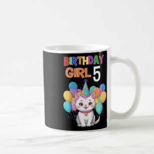 Caneca De Café Crianças Gato Aniversário 5 Festas de aniversário
