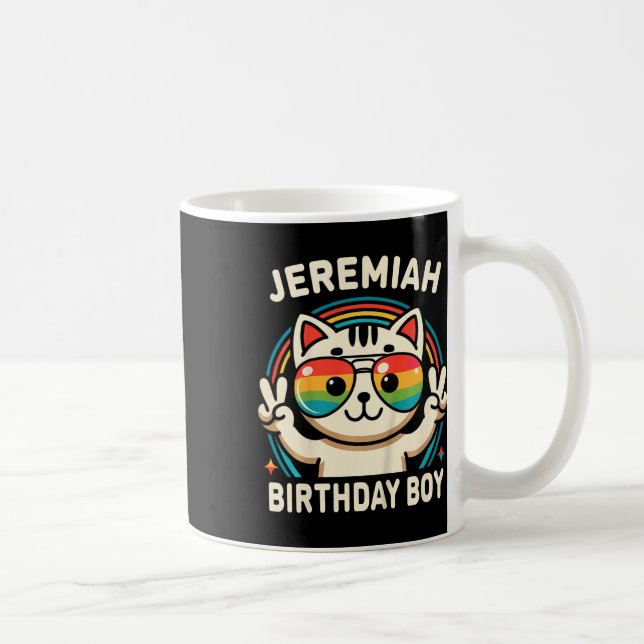 Caneca De Café Crianças: Jeremiah Birthday Boy Cat (Direita)