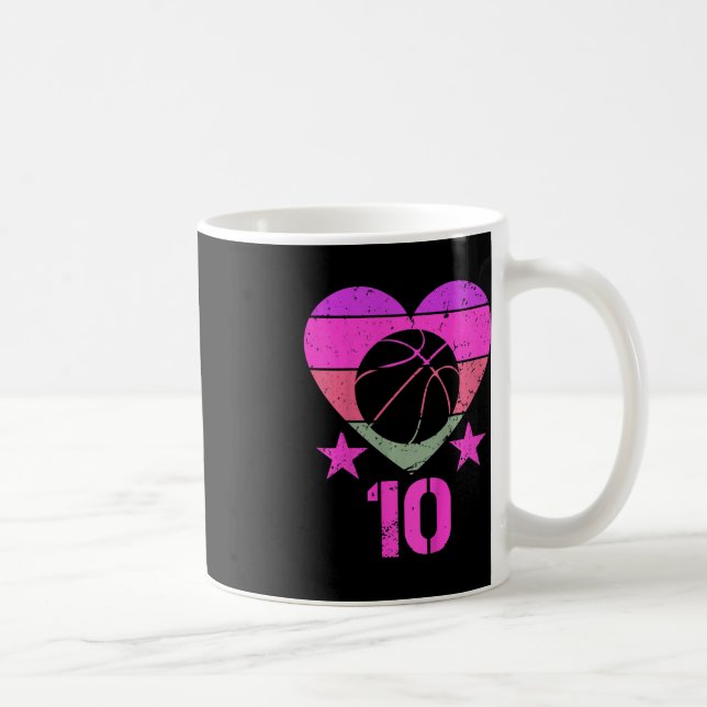 Caneca De Café Crianças Jogando Basquete No Aniversário De 10 Ano (Direita)
