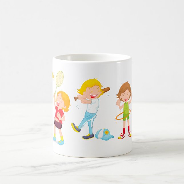 Caneca De Café Crianças Jogando Esportes Atividade Infantil (Criador carregado)