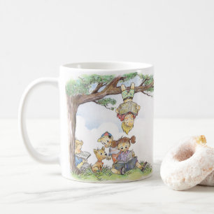 Caneca De Café Crianças Lendo Debaixo da Árvore
