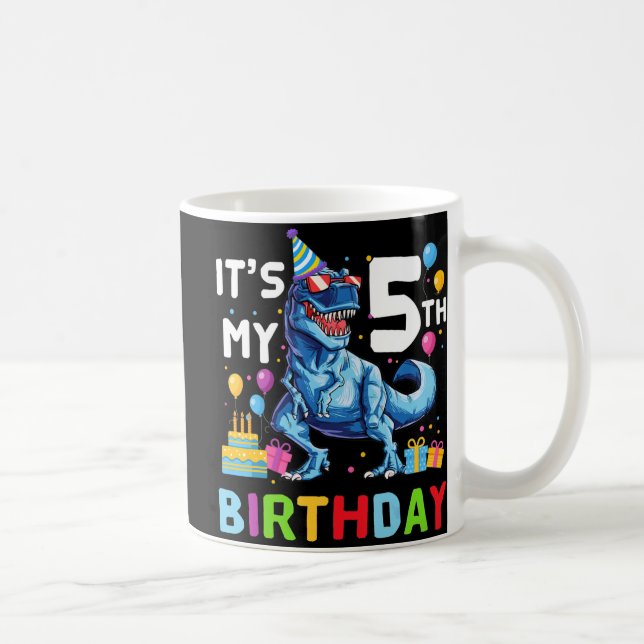 Caneca De Café Crianças Monster 5 Birthday Garoto 5 Anos (Direita)