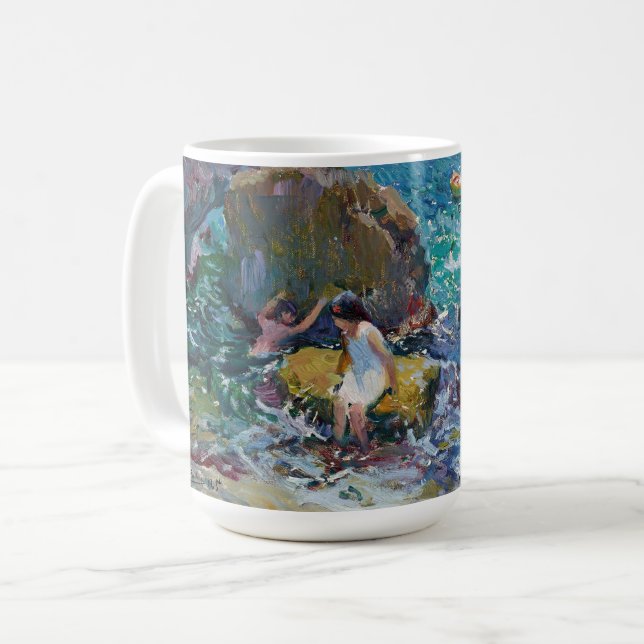 Caneca De Café Crianças na praia, Jávea | Joaquín Sorolla (Frente Esquerda)