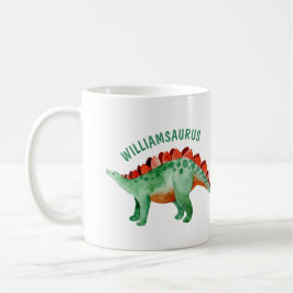Caneca De Café Crianças Nome Funny Watercolor Dinosaur 