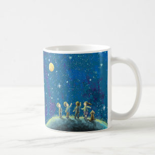 Caneca De Café Crianças Olhando O Céu Noturno