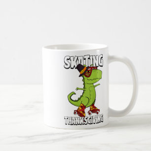 Caneca De Café Crianças Patinando Dia de Ação de Graças Cilindro