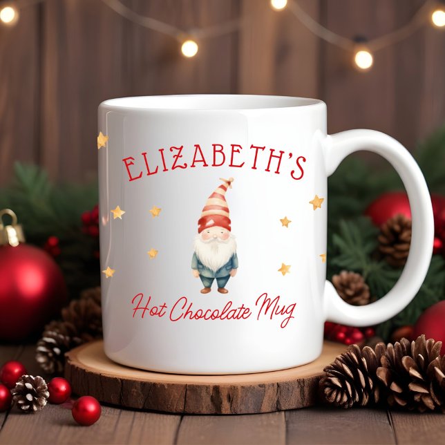 Caneca De Café Crianças Personalizadas Aquarela Elf Hot Chocolate (Criador carregado)
