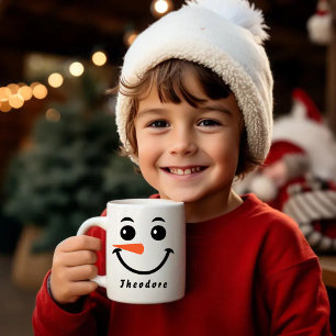 Caneca De Café Crianças Personalizadas Caras de Neve
