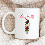 Caneca De Café Crianças Personalizadas de Cacau Quente Feriado Fr<br><div class="desc">Esta linda caneca de cacau quente de natal traz um sorriso a qualquer garotinho. Ele vai adorar pegar seu chocolate quente de uma caneca com seu próprio nome. Esta caneca fará um presente de natal excelente para qualquer garotinho na sua vida. Personalize com qualquer nome.</div>