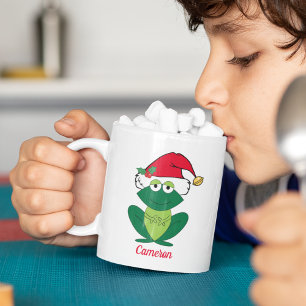 Caneca De Café Crianças Personalizadas do Sapo de Natal Bonito