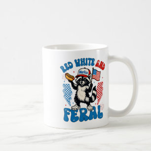Caneca De Café Crianças Vermelho Divertido Branco E Guaxinim Fera
