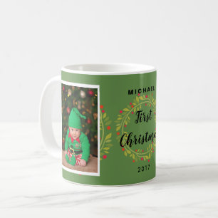 Caneca De Café Criar seu próprio primeiro Natal do bebê do Natal