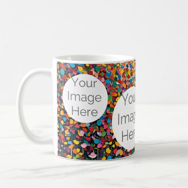 Caneca De Café criar texto de foto em papel modelo confetti (Esquerda)