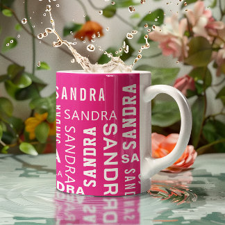 Caneca De Café Criar Tipografia de Nome Personalizado Rosa