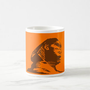 Caneca De Café Criatura Mítica Esfingx Em Laranja