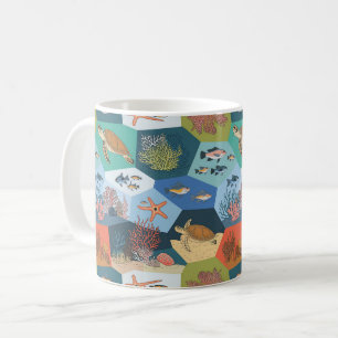 Caneca De Café Criaturas subaquáticas Collage Design