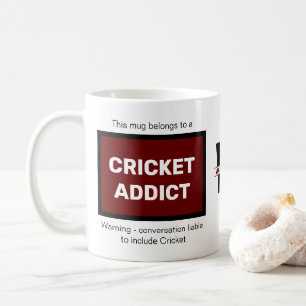 Caneca De Café Cricket Addict. Monograma Inicial