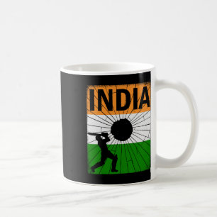 Caneca De Café Cricket da Índia com pincelada da bandeira indiana