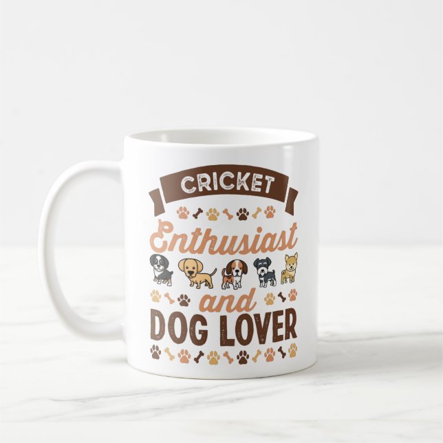 Caneca De Café Cricket Enthusiast and Dog Lover Gift (Esquerda)