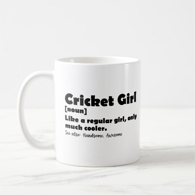Caneca De Café Cricket Girl Engraçado Definição de Cricket Lover (Esquerda)