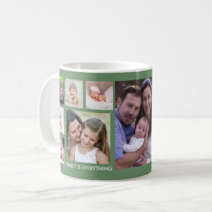 Caneca De Café Crie a sua família 13 Foto Collage Green