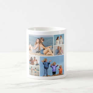 Caneca De Café Crie a sua própria colagem de 6 fotos