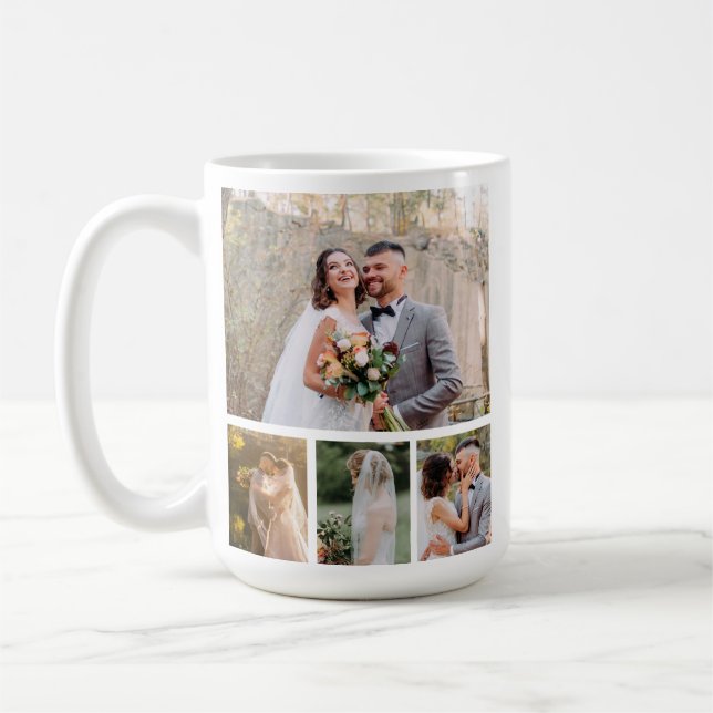 Caneca De Café Crie A Sua Própria Colagem De Casamento Fotográfic (Esquerda)