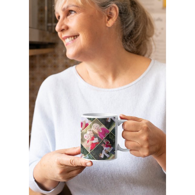 Caneca De Café Crie a sua própria Colagem de Fotografias Personal (Create Your Own Personalized 5 Photo Collage Gold Coffee Mug)