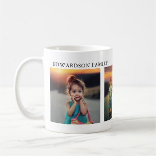 Caneca De Café Crie os monogramas de colagem de fotos da sua fam