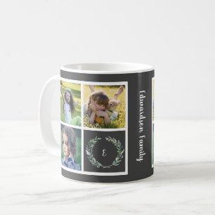 Caneca De Café Crie os monogramas de colagem de fotos da sua famí
