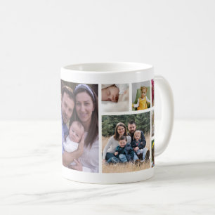 Caneca De Café Crie Seu Próprio Colar de Fotos Branco com 13 Foto