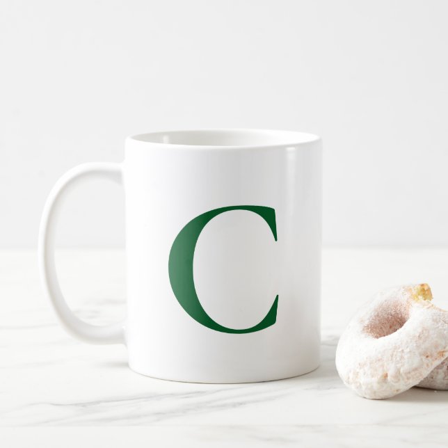 Caneca De Café Crie seu próprio grande monograma verde (Com Donut)