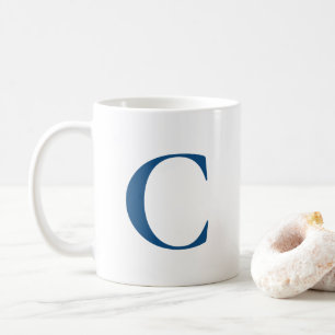 Caneca De Café Crie seu próprio Monograma Azul Grande