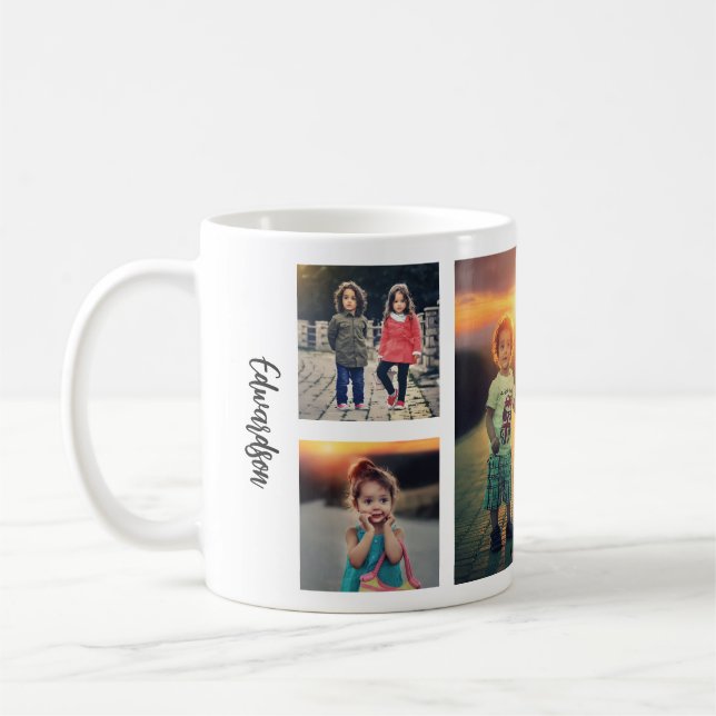 Caneca De Café Crie seu próprio monograma de nome de colagem de f (Esquerda)