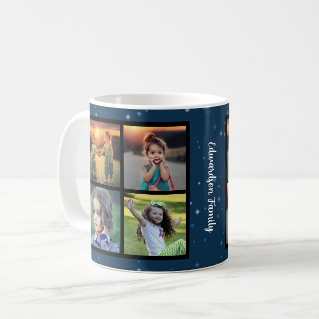 Caneca De Café Crie seu próprio Natal de colagem de fotos da famí (Frente Esquerda)