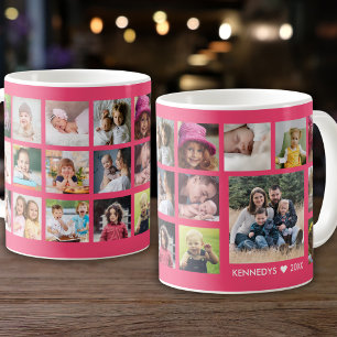 Caneca De Café Crie Seu Próprio Nome Da Família Colagem De Fotos 