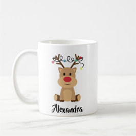 Caneca De Café Crie Seu Próprio Nome Engraçado Reindeer Natal