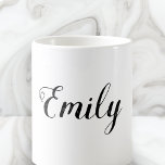 Caneca De Café Crie seu próprio nome Mug | Branco<br><div class="desc">Crie sua própria caneca personalizada em um script preto moderno em um fundo branco clássico. A escolha da cor é opcional.</div>