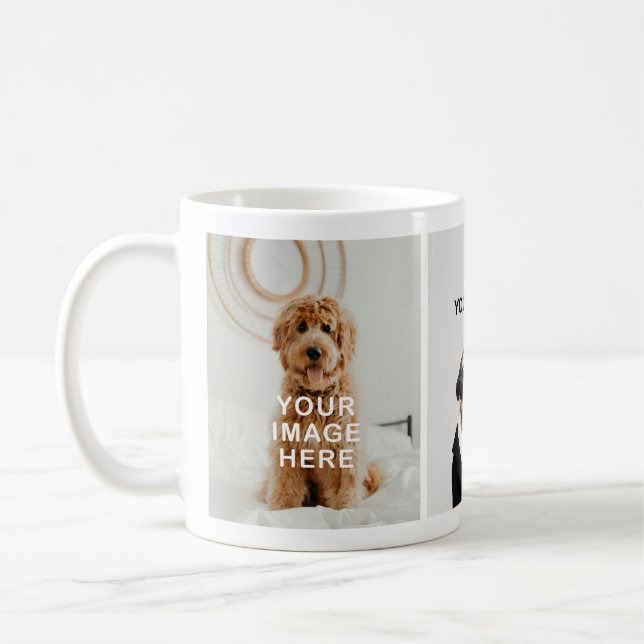 Caneca De Café Crie Seu Próprio Simples de 3 Fotos (Esquerda)