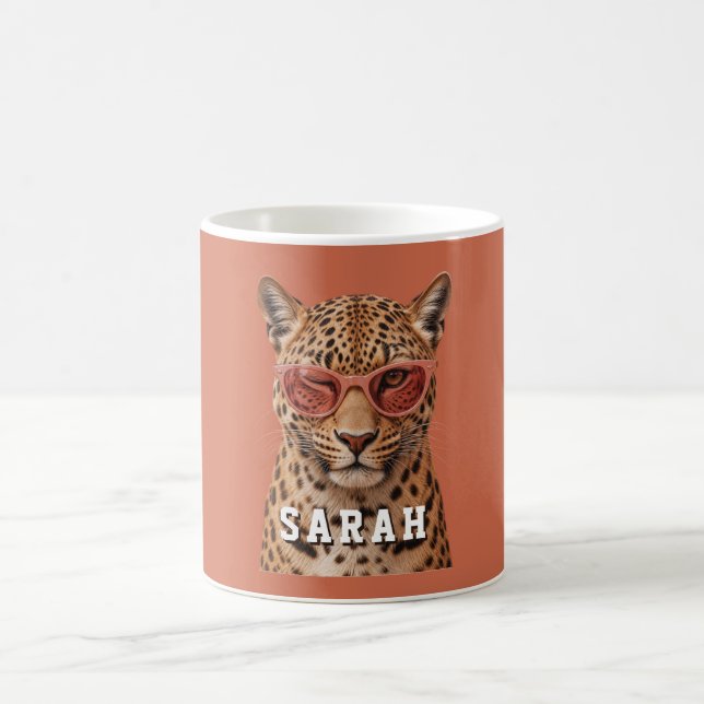 Caneca De Café Crie Sua Própria Citação Personalizada Leopardo (Centro)